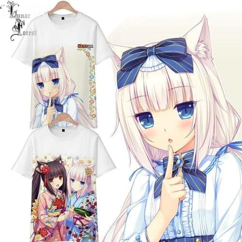 NEKOPARA 3D Printing T-shirt Summer Fashion Round Neck Short Sleeve Popular Japanese Anime Streetwear Plus Size