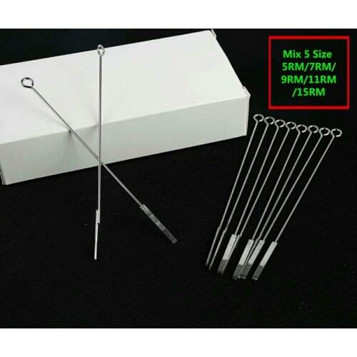 100PCS Professional Tattoo Needles 5RM 7RM 9RM 11RM 15RM Size Disposable Assorted Sterile Tattoo Needles 0.35mm