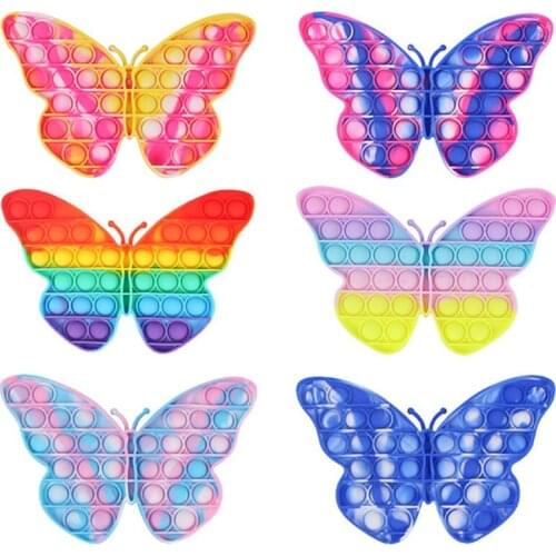 Tie Dye Butterfly Fidget Toys Bubble Sensory Stress Relief Push Bubble Fidget Sensory Toy Stress Relief for Kids Adults
