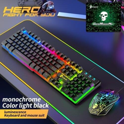 Mouse Mouse Pad Keyboard RBG Backlight 3-in-1 Kit USB Wired LED Game Accessories Household Computer Safety Parts