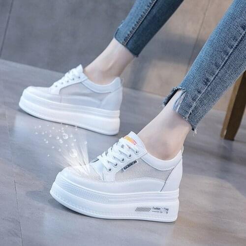 Women White Casual Shoes Fashion White Shoes Sneaker Solid Platform Shoes Internal Increase White Sneakers