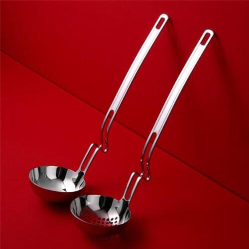 Stainless Teel Bending Hot Pot Soup Spoon Long Handle Porridge Spoon Hanging Wall Spoon Soup Colander Kitchen Cooking Tools