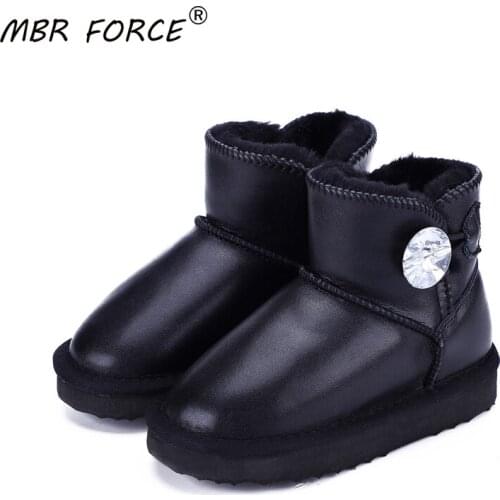 MBR FORCE 2020 New Fashion Children Boots Genuine cow Leather Boys Girls Snow Boots Non-slip Warm Winter Rhinestones snow Boots