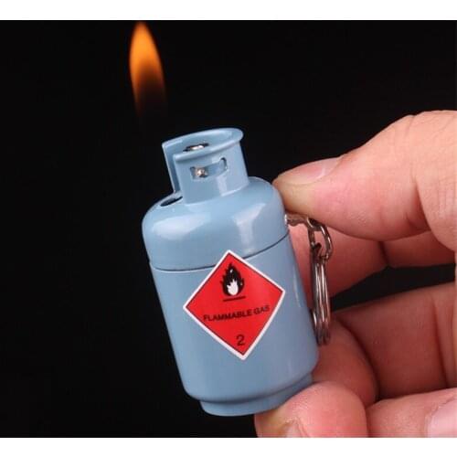 Mini Keychain Novel Lighter Creative Inflatable Gas Tank Cigarette Butane Gas Funny Lighters Key chain