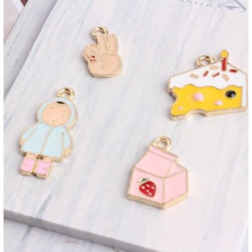 Trendy New Cute Enamel Alloy Charms kawaii Milk Cake Boy Hands Oil Drop DIY Jewelry Findings Ornament Accessory Bracelet charms