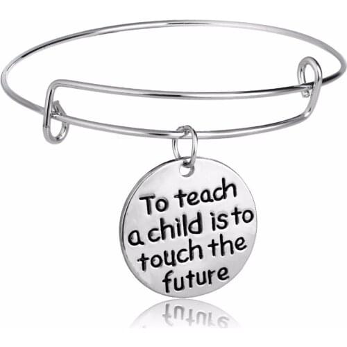 Trendy Teachers Gifts Bracelets To Teach A Child Is To Touch The Future Bangle School Thanksgiving Party Xmas Wristband Jewelry
