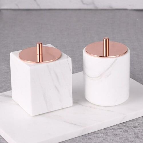 Marble Toothpick Floss Box With Lid Swab Storage Tank Living Room Desktop Home Furnishings Birthday Presents Wedding Gifts