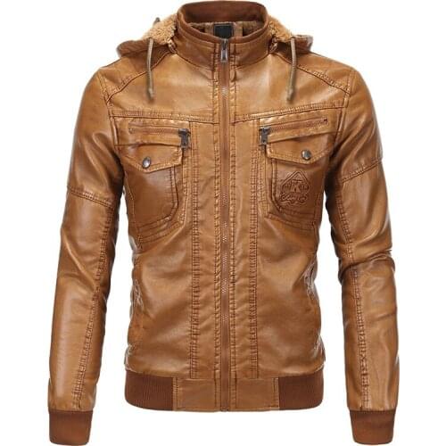 2019 Brand Men Hooded Leather Jackets and Coats Autumn thick Bomber Jacket Male Suede Jacket Faux Leather Fur Coat Big Size 5XL