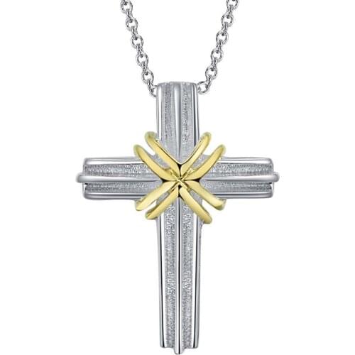 Wholesale Silver Plated Charm Jewelrys Necklace,free Shipping Good Quality Fashion Jewelry Pendant Gold Color Cross AN304/bbiajs