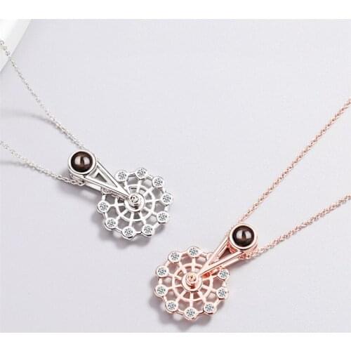 Sole Memory 100 Languages I Love You Hot Projection Ferris Wheel 925 Sterling Silver Clavicle Chain Female Necklace SNE476