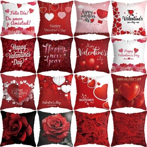 Valentines Day Decor Cushion Cover Love Rose Letter Printing S Pillow Sofa Car Seat Cushion Cover Party Home Decor Couple Gift