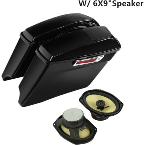 Motorcycle 4" Stretched Hard Saddlebags Saddle bag & 6x9'' Speakers For Harley CVO Road King Road Glide 2014-2020