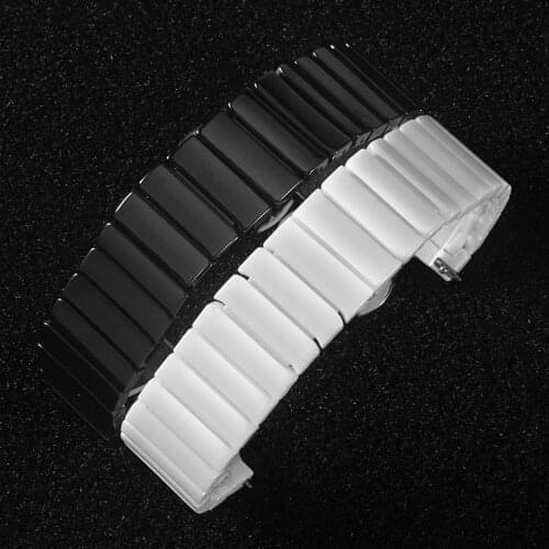 20mm 22mm 24mm Ceramic Watchband Universal Butterfly Buckle Strap for Samsung Galaxy Watch 42mm 46mm Active 2 Bracelet Band Belt