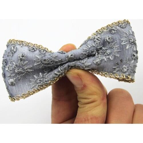 5 Yards/Lot 40mm 1-1/2'' Mesh Chiffon Grey Embroidered Ribbon Trim Fabric Webbing DIY Hair Bow Lace Flower Accessory Material