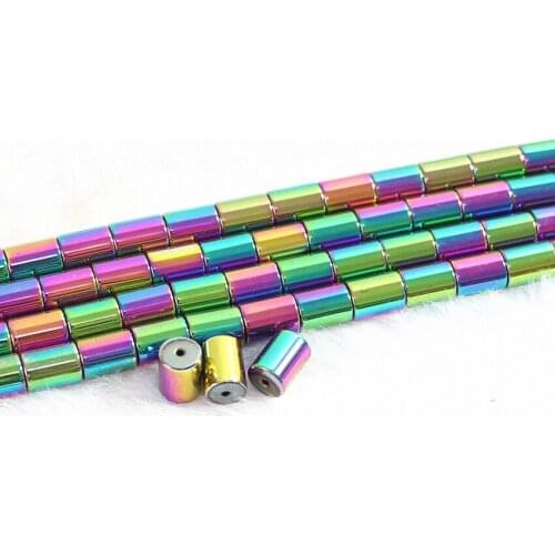 Special multicolored hematite stone 6*8mm charms column tube shape loose beads diy Jewelry B181