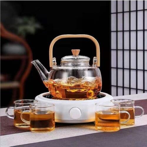 700ml glass teapot, induction cooker, thickened teapot, household goods, filter teapot, heat-resistant flower tea, glass teapot