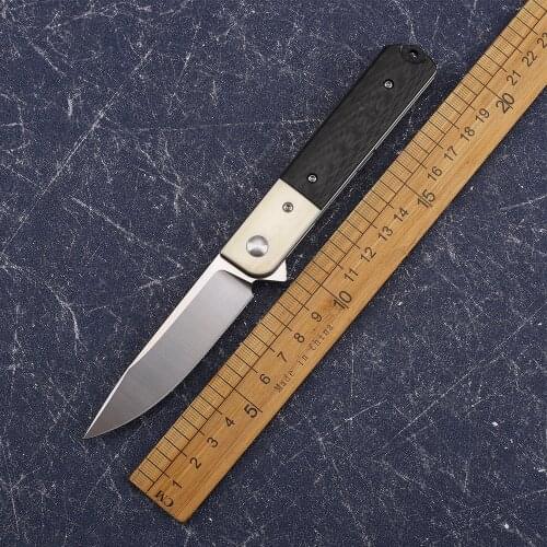 TheLatest N690 Outdoor Camping Survival Folding Carbon FIber Handle High Hardness Self-Defense Hunting Fruit Knife EDCTool