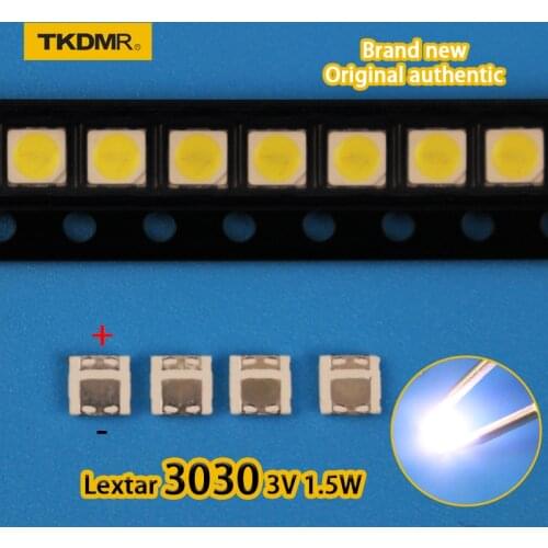 TKDMR 100Pcs Lextar 3030 3V 1.5w 350mA SMD Lamp Beads for LED TV Backlight Strip Bar Repair TV Cool white Free shipping