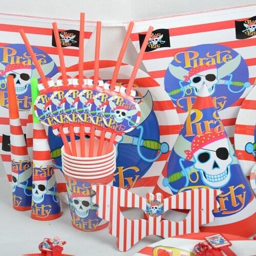 Party supplies 99pcs Cartoon Pirate Party theme 6persons kids party decoration event party supplies favor for children