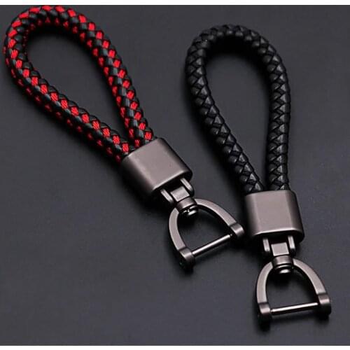 High-Grade Luxruy Car KeyChain 360 Degree Rotating Horseshoe Buckle Hand Woven Leather Men Women Key Rings Holder Bag Pendant