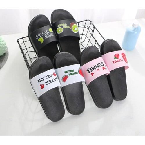 Womens Home Flat Slippers Woman Ladies Fruit Print Flip Flops Summer Shoes Casual Comfortable Home Shoes 36-40 Open Toe 2020