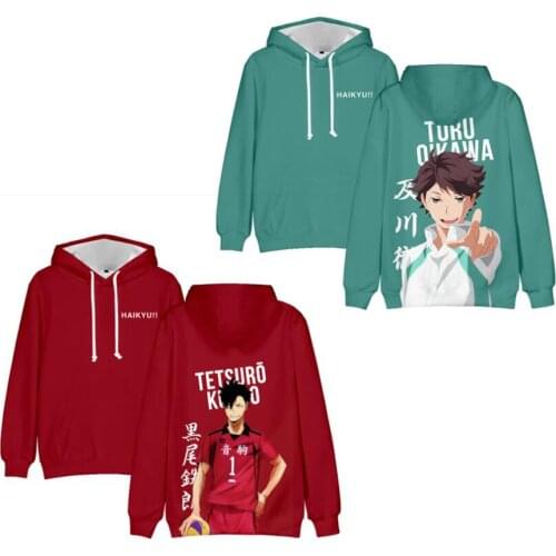 Japan Anime Haikyuu Cosplay Costume Nekoma High School Volleyball Club Kuroo Tetsurou Oikawa Tooru Unisex 3D Hoodies Sweatshirts