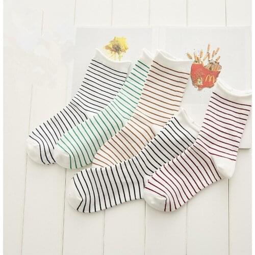 YSMILE Y A Lot/5pairs Women Striped Socks Fashion Candy Color Rolled Edge Sox Girls College Style Cotton Personailty Socks