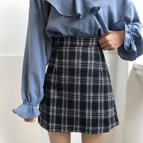 Skirts Women Retro Plaid Summer Mini Skirt A-line Ulzzang High Waist Female New Arrival Fashion Girls Female Stylish Slim S-2XL
