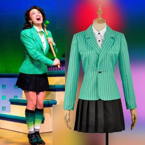 Anime Heathers The Musical Rock Heather Duke Stage Cosplay Costume XS-XL in Stock Women Green Jacket JK Uniform Skirt Concert