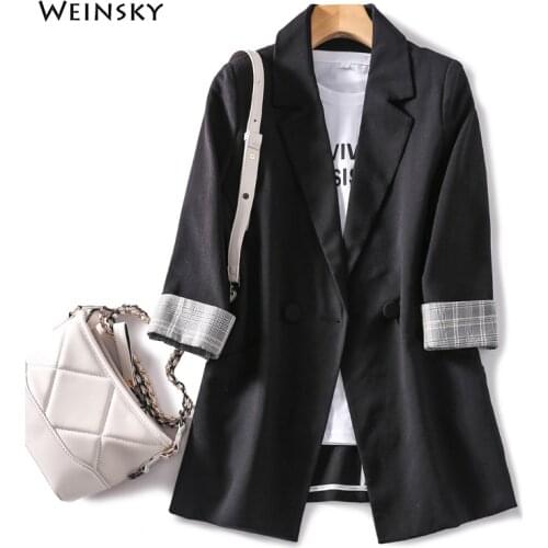 New Fashion Business Suits Women Work Office Ladies Three Quarter Sleeve Autumn Casual Blazer