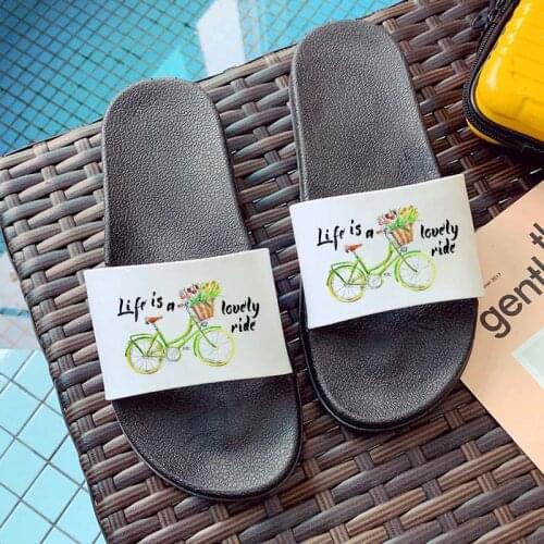 Women slippers Aesthetic Bicycle Printed Korean version Harajuku Lady slippers Summer Women sandals Slippers mujer