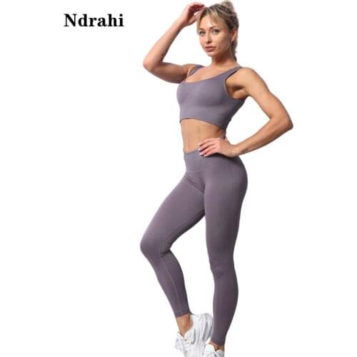 Womens 2 Piece Seamless YOGA Set Workout Clothes Push Up Sports Bra High Waist Leggings Gym Suit Fitness Running Sportswear XL