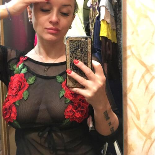 New Women Crop Tops Embroidery Rose Soft Mesh Bra Bralette Bralet Bra Bustier Sexy Black Tops Fashion Vintage Tee