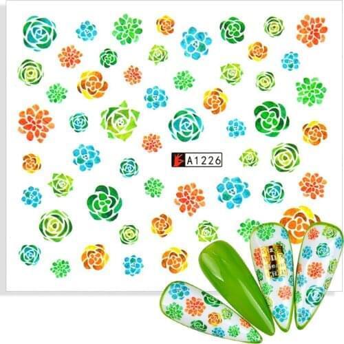1pcs Cactus Sticker for Nail Leaf Water Transfer Slider Decals Nail Art Decoration Watermark Decorations DIY Manicure Tattoos