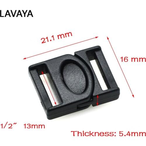 10pcs 1/2"(13mm) Plastic Side Release Center Buckles Backpack Straps Webbing Black