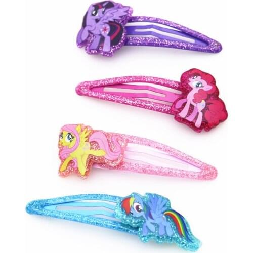 2PCS New Cartoon Lovely Pony Kids Hairpins Children Headwear Baby Clips Headdress Princess BB Clips Girls Hair Accessories