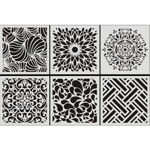 6pcs/set Mandala Drawing Template Wall Stencil Painting Embossing for Wood Floor