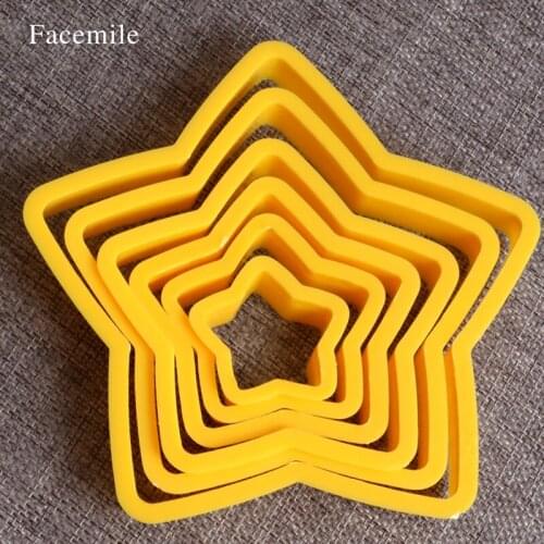 6pcs/set Star Shaped plastic Gift mold cookie cutter biscuit stamp fondant cake decorating tools 03023