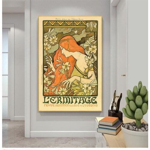 Alphonse Mucha Famous Paintings Retro Illustration Canvas Posters and Prints Wall Art Pictures Home Living Room Decoration