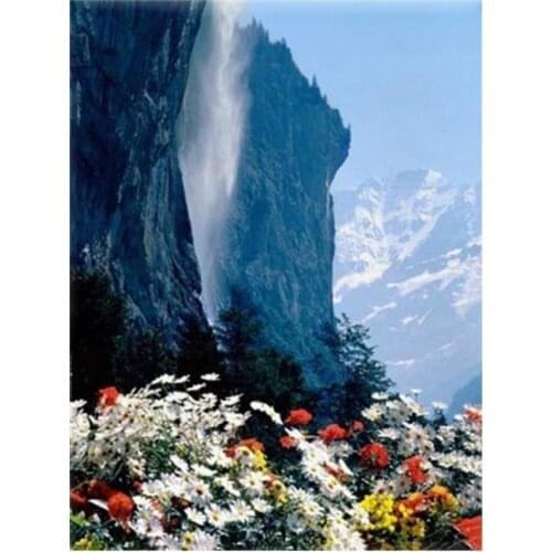 Mountain waterfall diamond painting scenery rhinestone embroidery picture mosaic sticker toys diamond tapestry poster wall paper