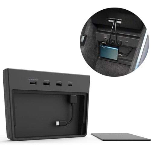 For Tesla Model 3 Wireless Charging Pad Type-C Connector Center Console Storage Box USB Hub 5 Ports