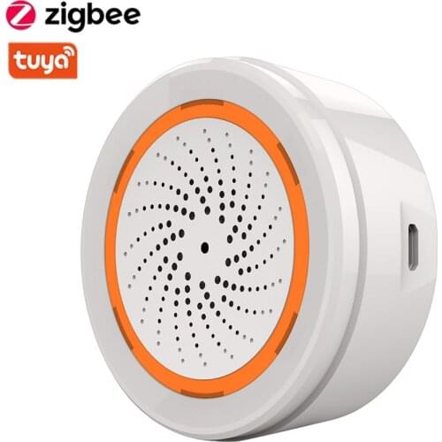 Zigbee Siren Alarm Wireless Sound Light Alarm Temperature and Humidity Sensor USB Power Works With TUYA Smart Hub Gateway