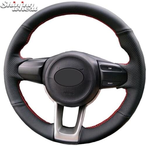Shining wheat Black Leather Car Steering Wheel Cover for Kia Rio K2 Picanto 2017 2018 Morning 2017