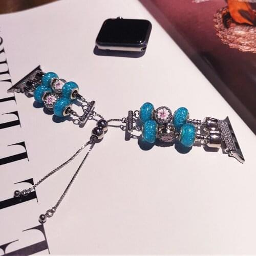 For Apple Watch Wristband Foriwatch6/5/4 Representative Belt Diamond Glitter Crystal Beads 38/40/42/44mm Sports Decoration