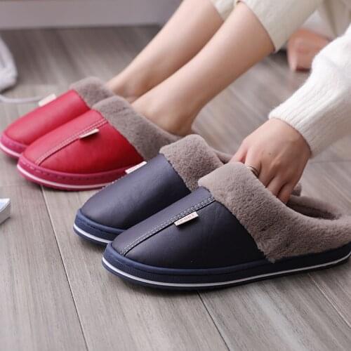 Home slippers Winter Plush Keep Warm Flat Slides Men Women PU fur Soft Comfort Shoes Sewing Interior Slipper furry slides