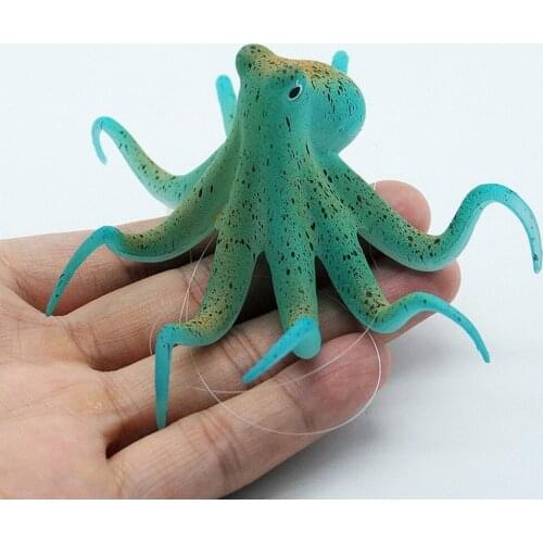 Fluorescent Artificial Octopus Aquarium Ornament with Suction Cup Fish Tank Decoration