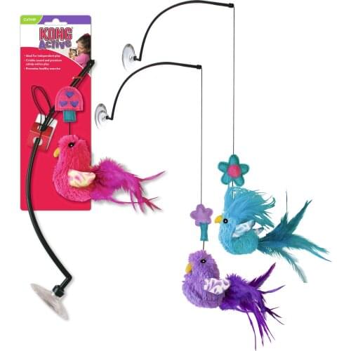 KONG - Connects Window Teaser - Colorful Bird for Enticing Cat Play (Assorted Colours)