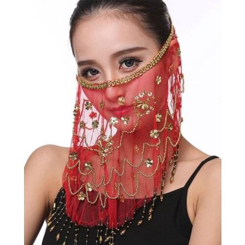 Indian dance performance out veil dance props belly dance accessories plum flower veil mask shawl hair clip mask