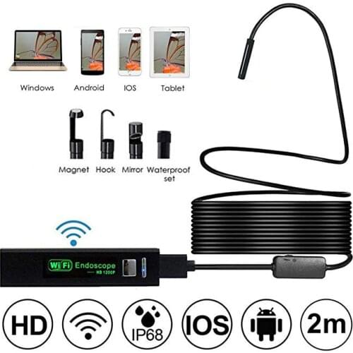8MM Wifi Camera 1200P 2/5/10m Semi-Rigied Endoscope Inspection Borescope Snake Video Flexible Camera For IOS Android Car Detec