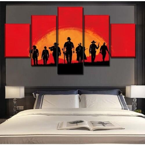 Canvas Paintings Wall Art Decor Framework 5 Panels Games Redemption 2 Poster Picture Modern Print Type obrazy plakat